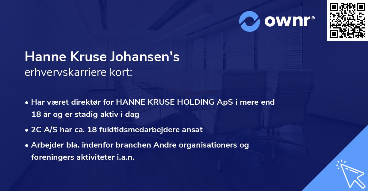 Hanne Kruse Johansen's erhvervskarriere kort