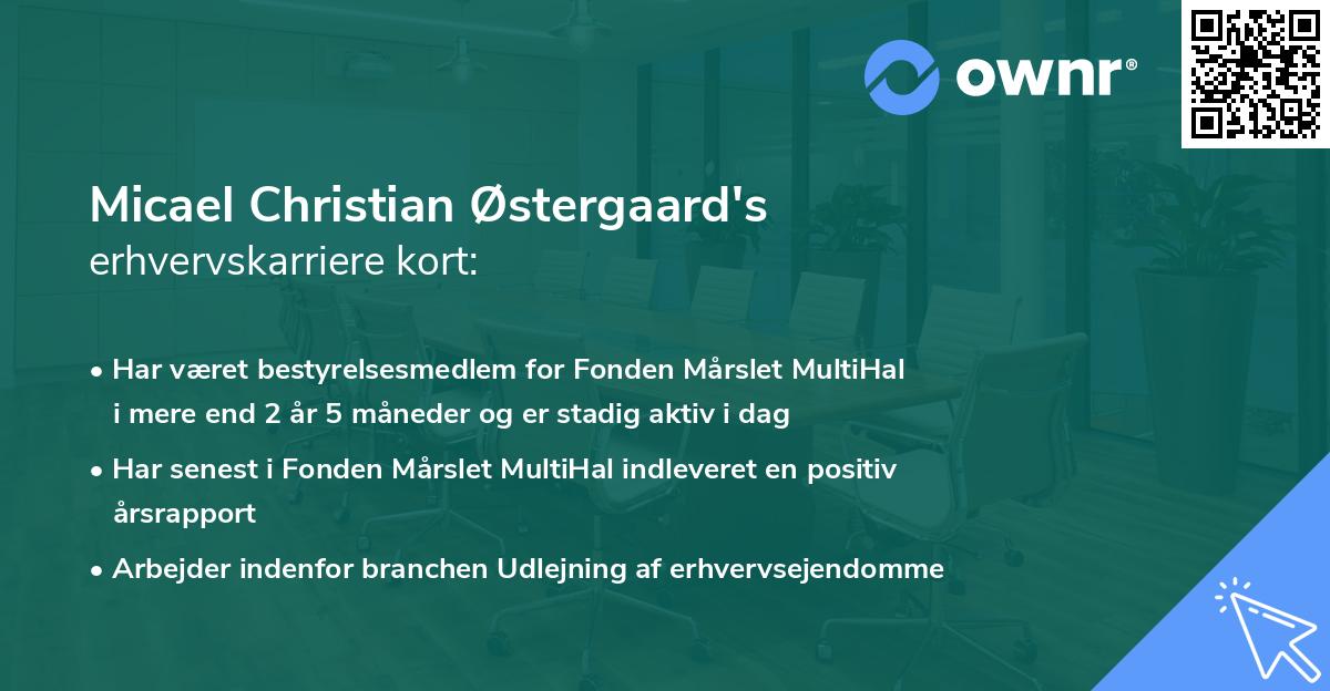 Micael Christian Østergaard's erhvervskarriere kort