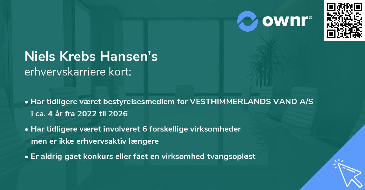 Niels Krebs Hansen's erhvervskarriere kort