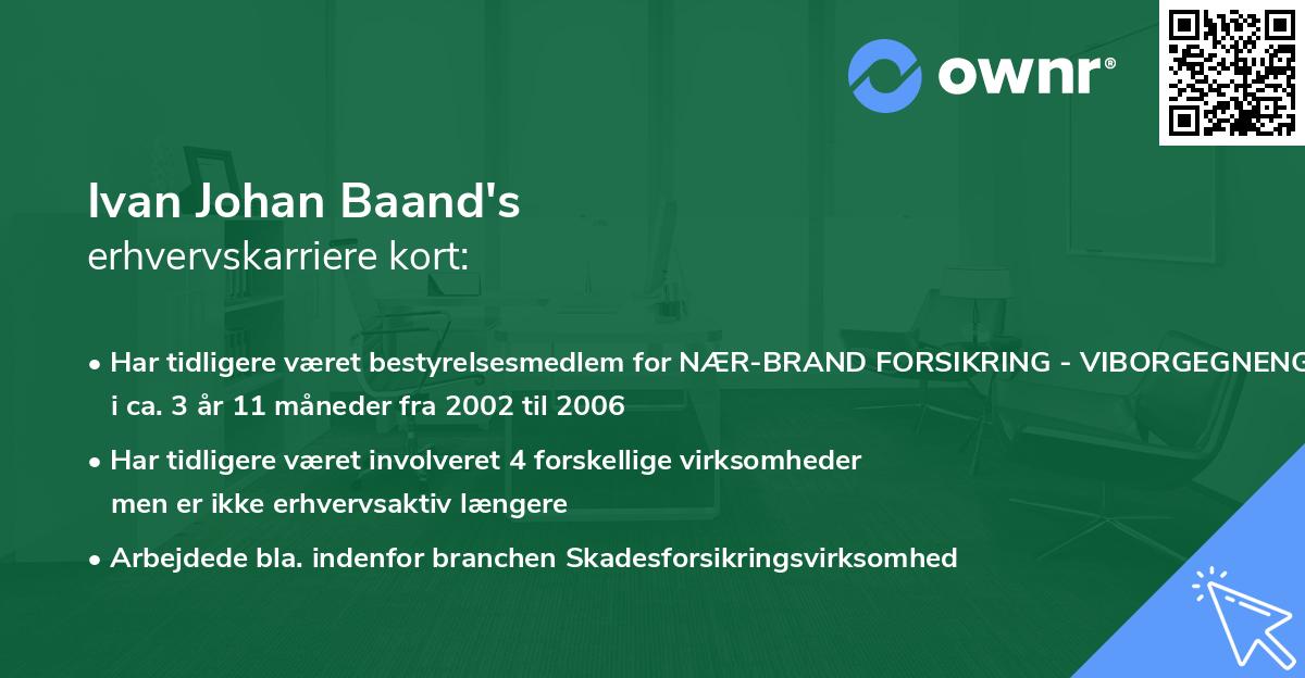 Ivan Johan Baand's erhvervskarriere kort