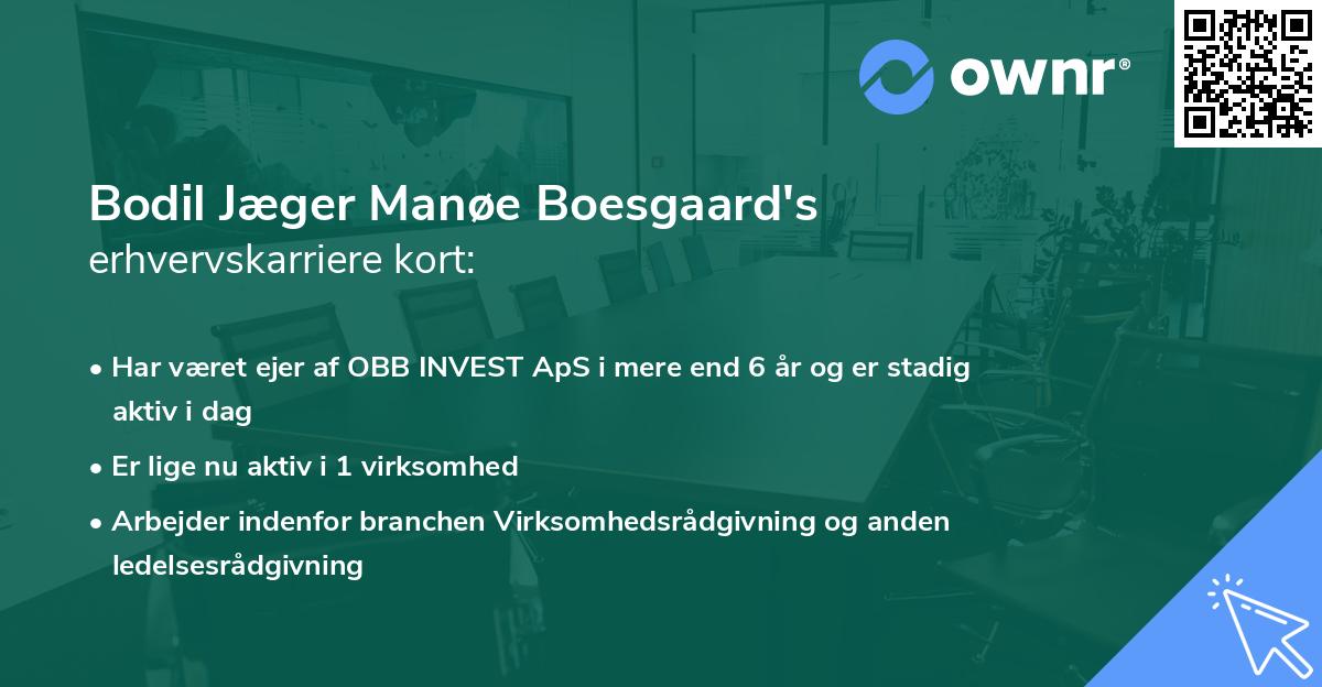 Bodil Jæger Manøe Boesgaard's erhvervskarriere kort