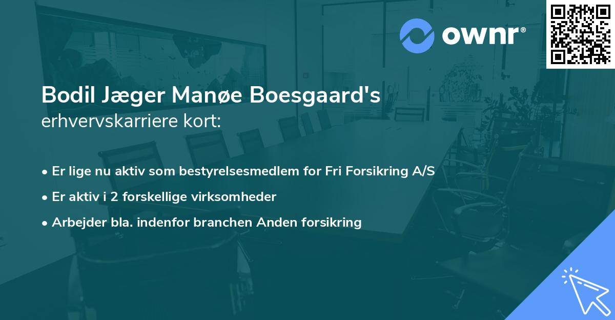 Bodil Jæger Manøe Boesgaard's erhvervskarriere kort