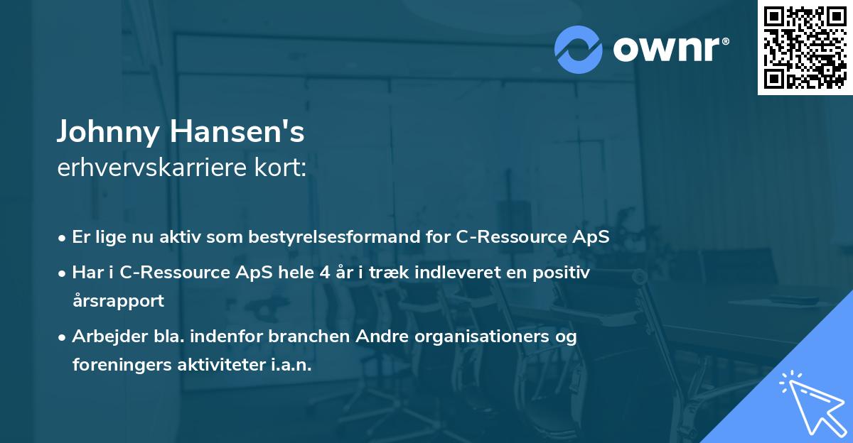 Johnny Hansen's erhvervskarriere kort