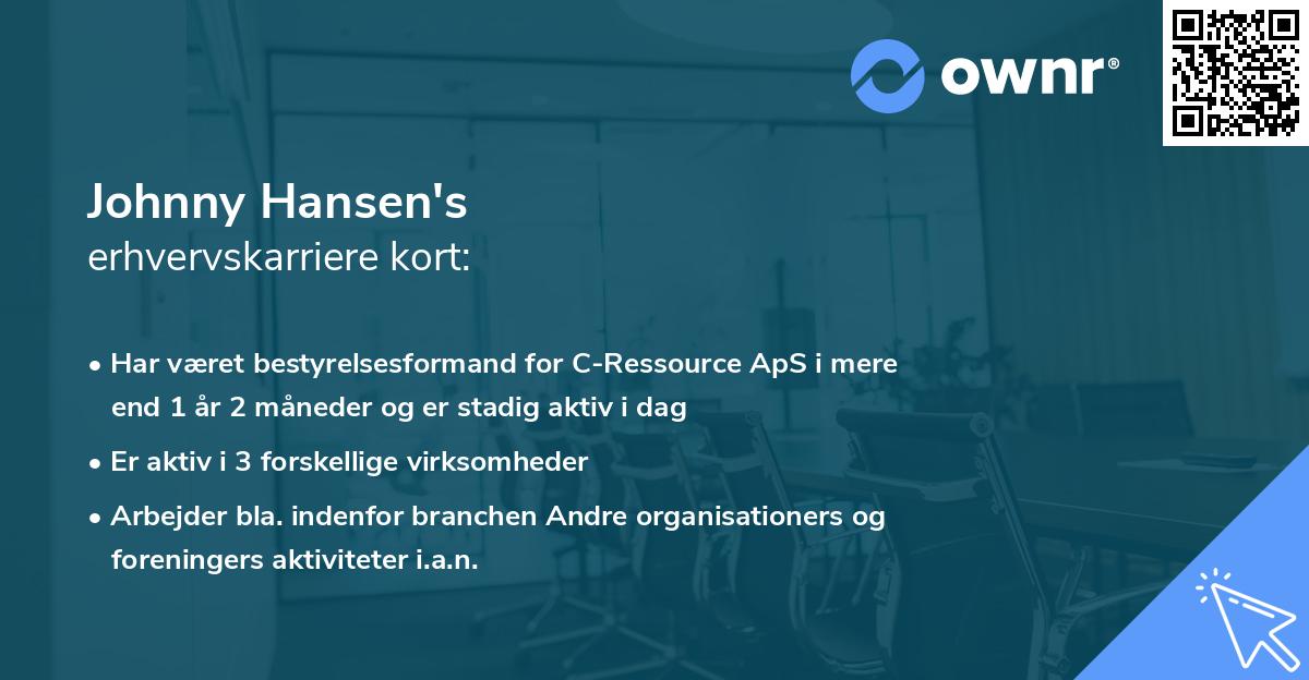Johnny Hansen's erhvervskarriere kort