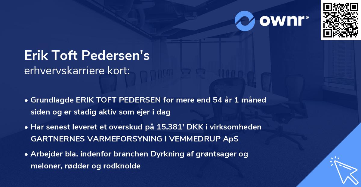 Erik Toft Pedersen's erhvervskarriere kort