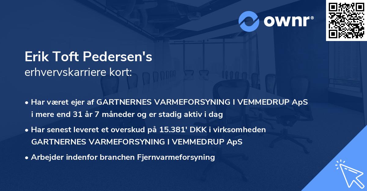Erik Toft Pedersen's erhvervskarriere kort