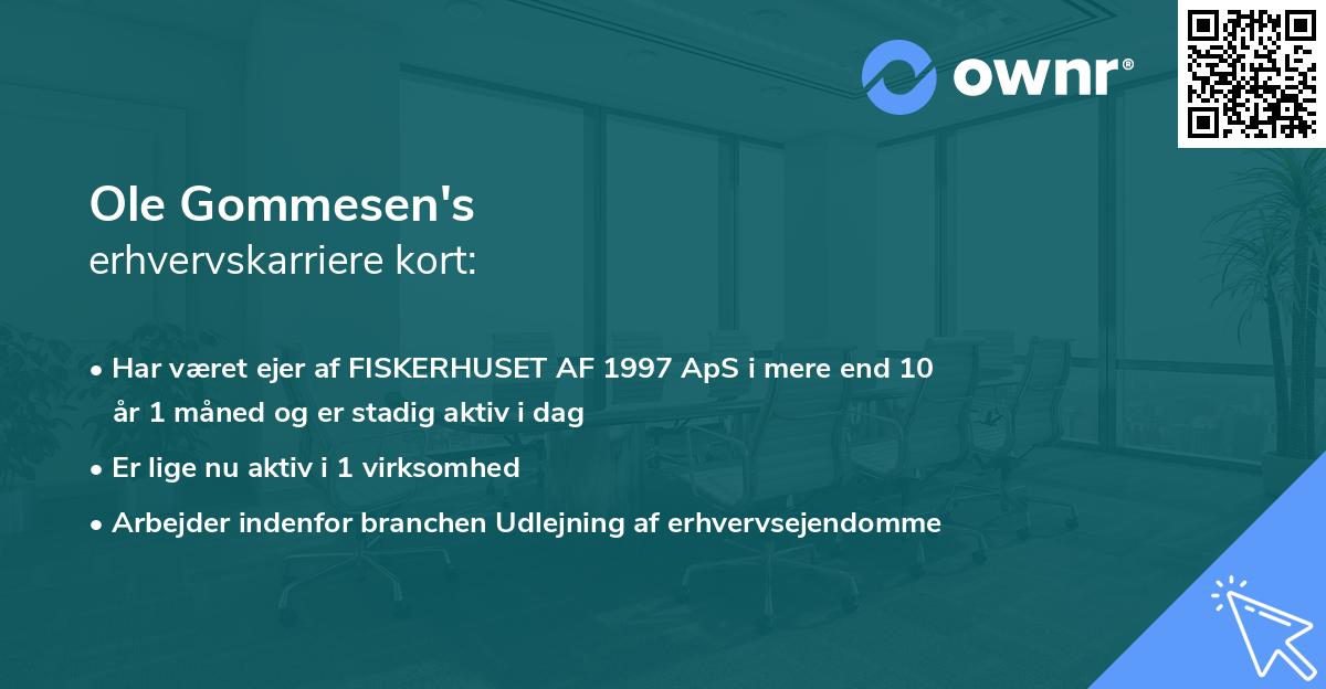 Ole Gommesen's erhvervskarriere kort