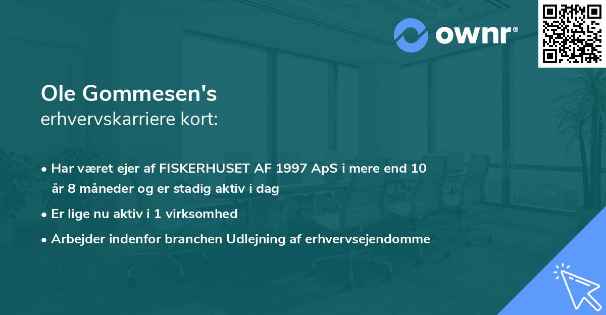 Ole Gommesen's erhvervskarriere kort