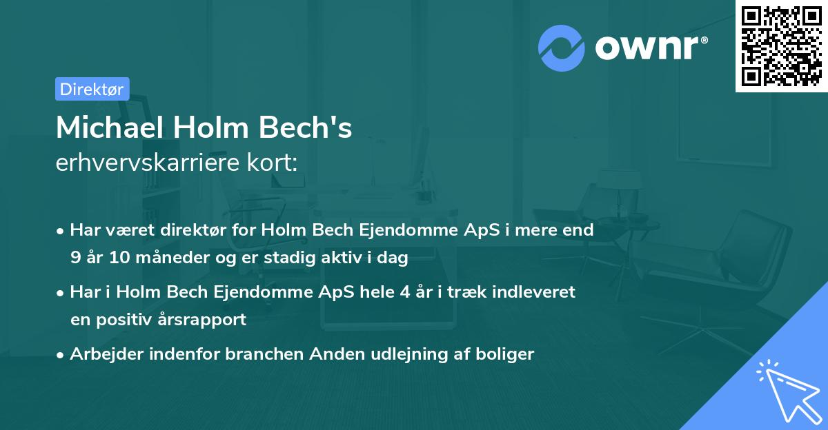 Michael Holm Bech's erhvervskarriere kort