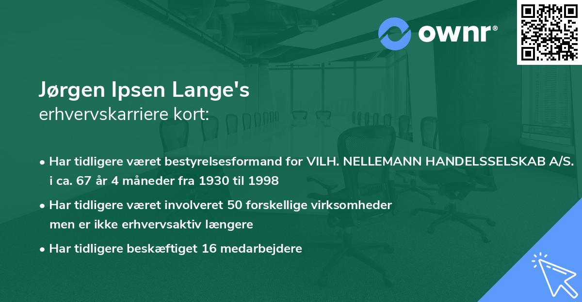 Jørgen Ipsen Lange's erhvervskarriere kort