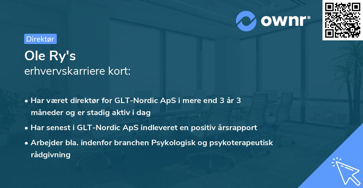 Ole Ry's erhvervskarriere kort