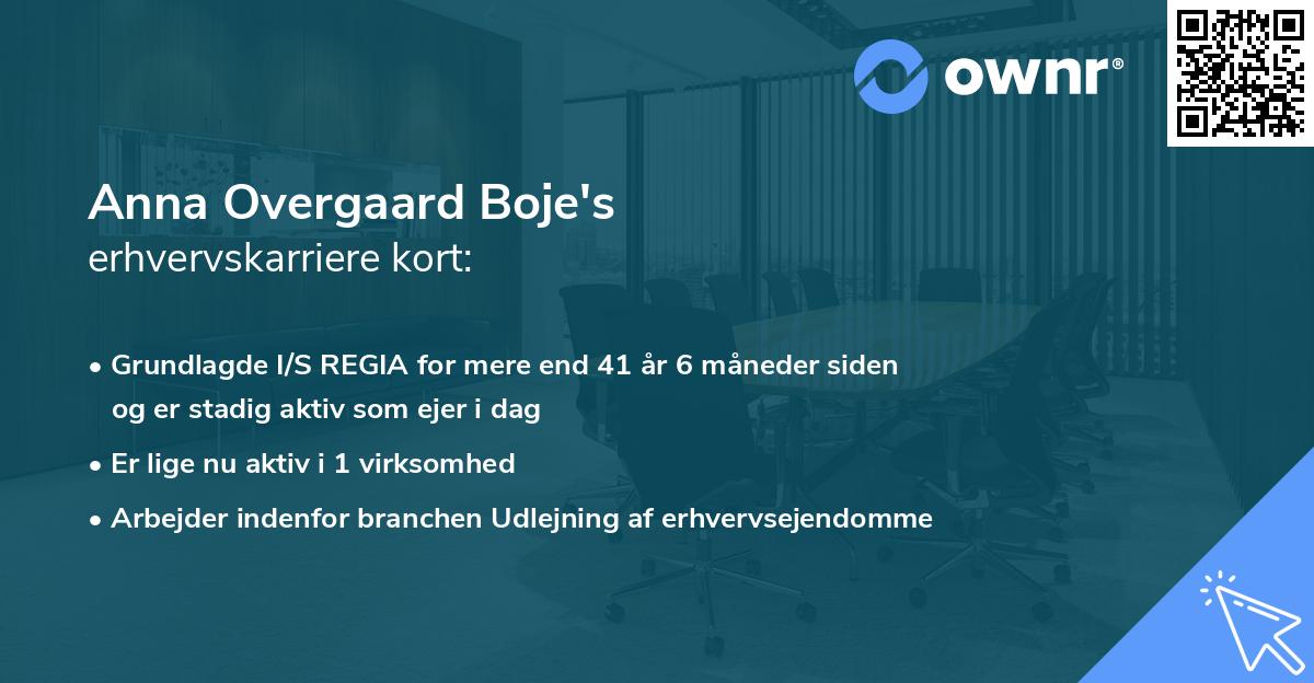 Anna Overgaard Boje's erhvervskarriere kort