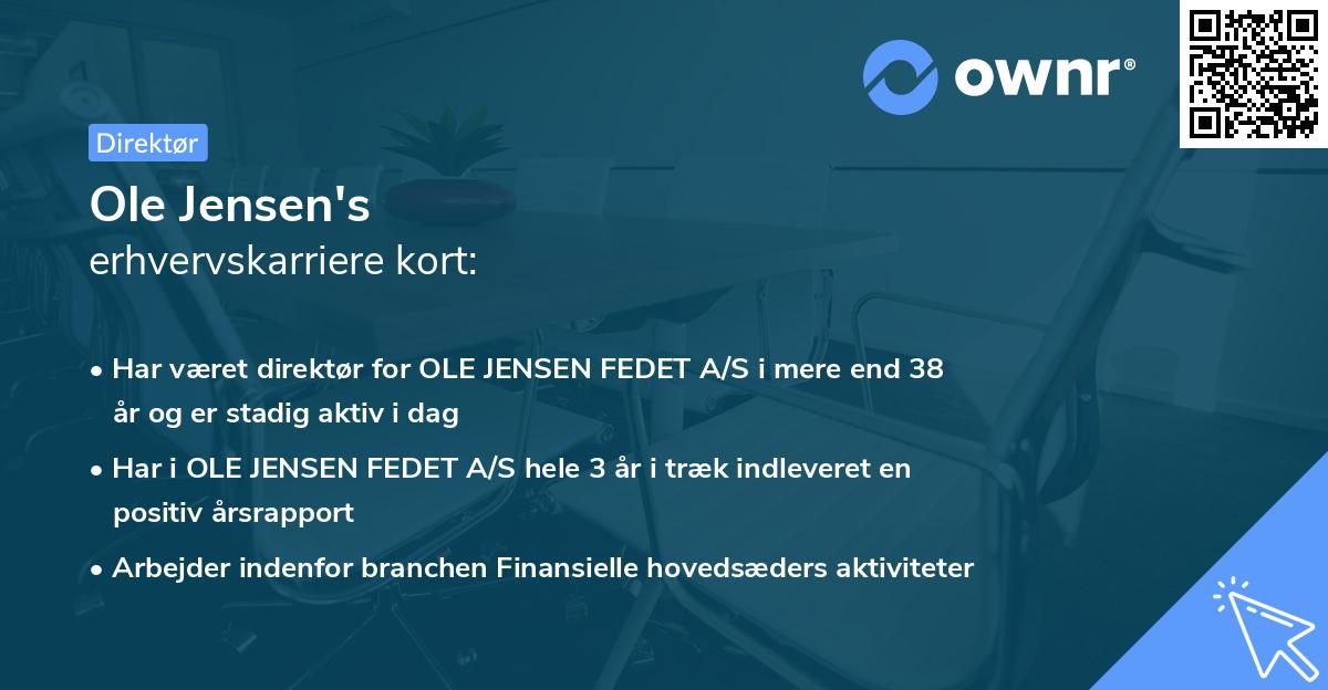 Ole Jensen's erhvervskarriere kort
