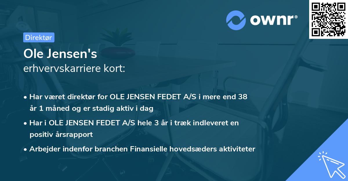 Ole Jensen's erhvervskarriere kort