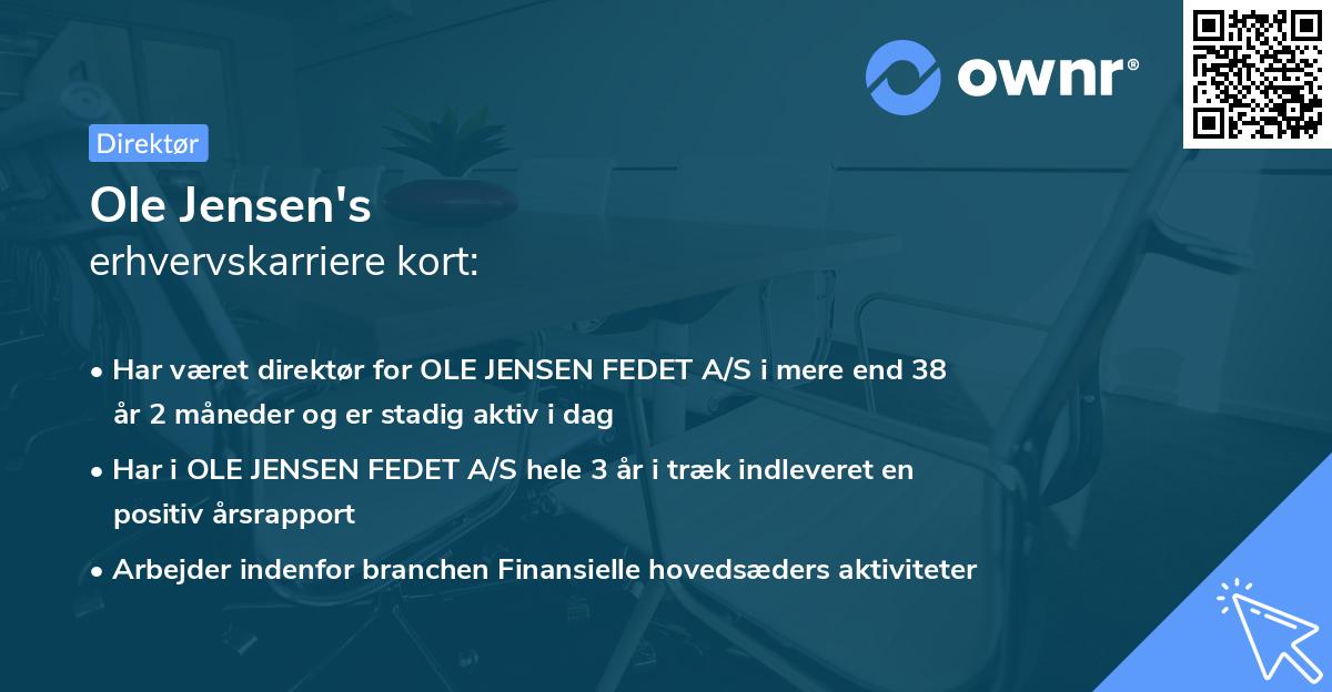 Ole Jensen's erhvervskarriere kort