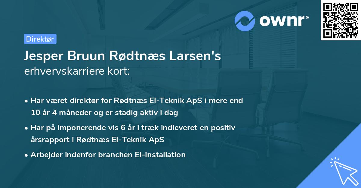 Jesper Bruun Rødtnæs Larsen's erhvervskarriere kort