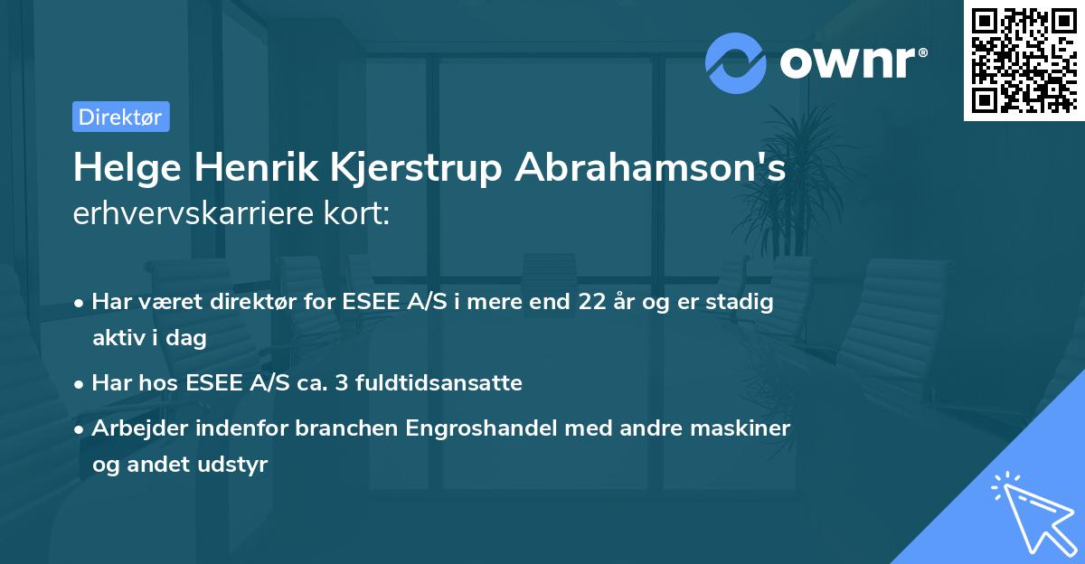 Helge Henrik Kjerstrup Abrahamson's erhvervskarriere kort