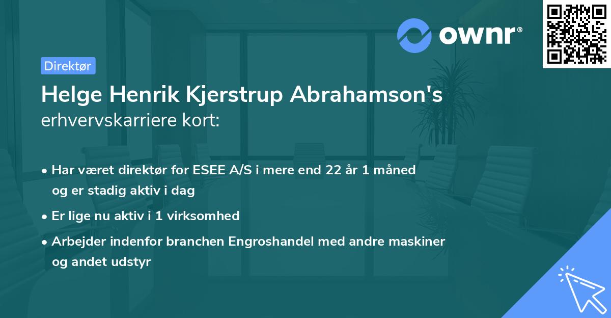 Helge Henrik Kjerstrup Abrahamson's erhvervskarriere kort