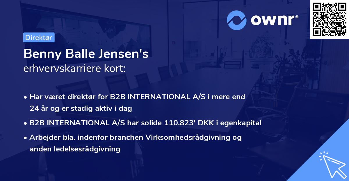 Benny Balle Jensen's erhvervskarriere kort