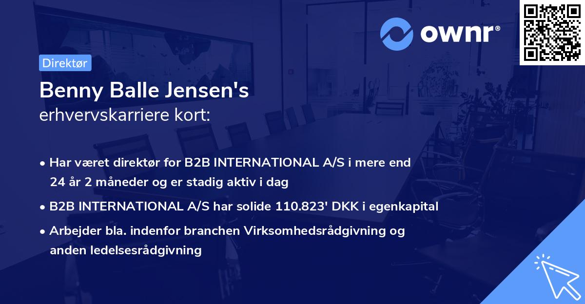 Benny Balle Jensen's erhvervskarriere kort