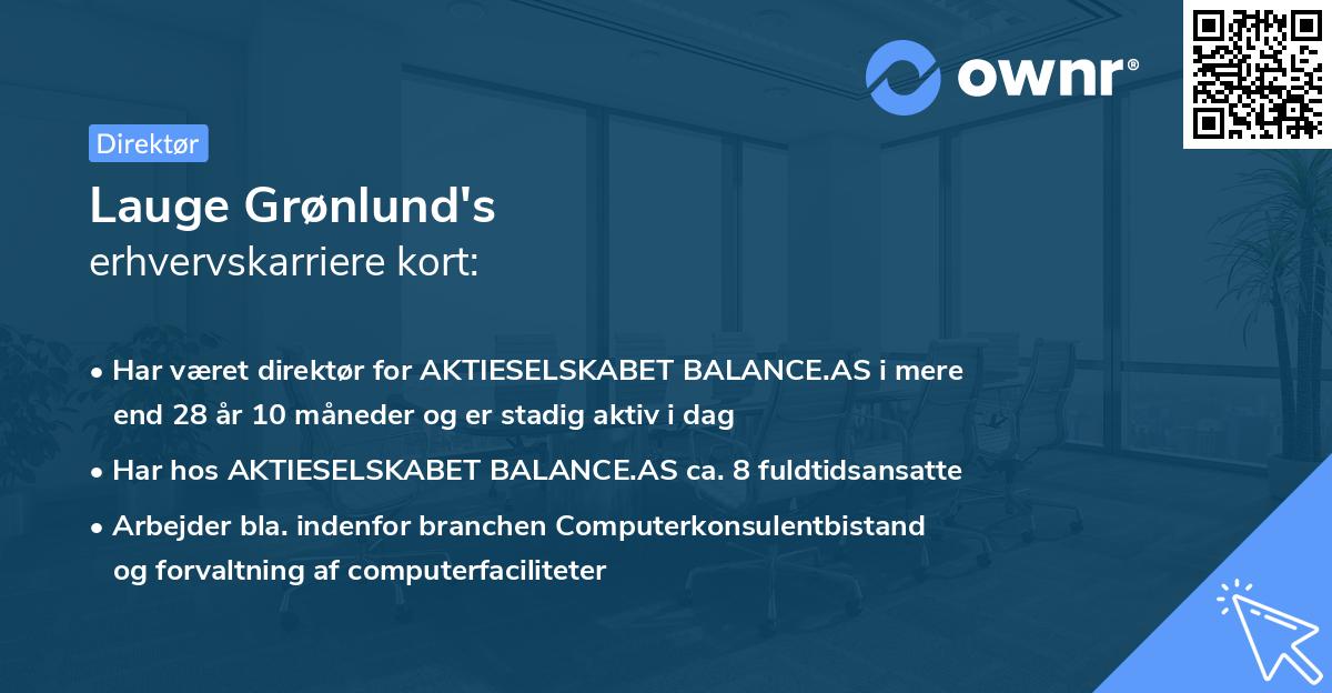 Lauge Grønlund's erhvervskarriere kort