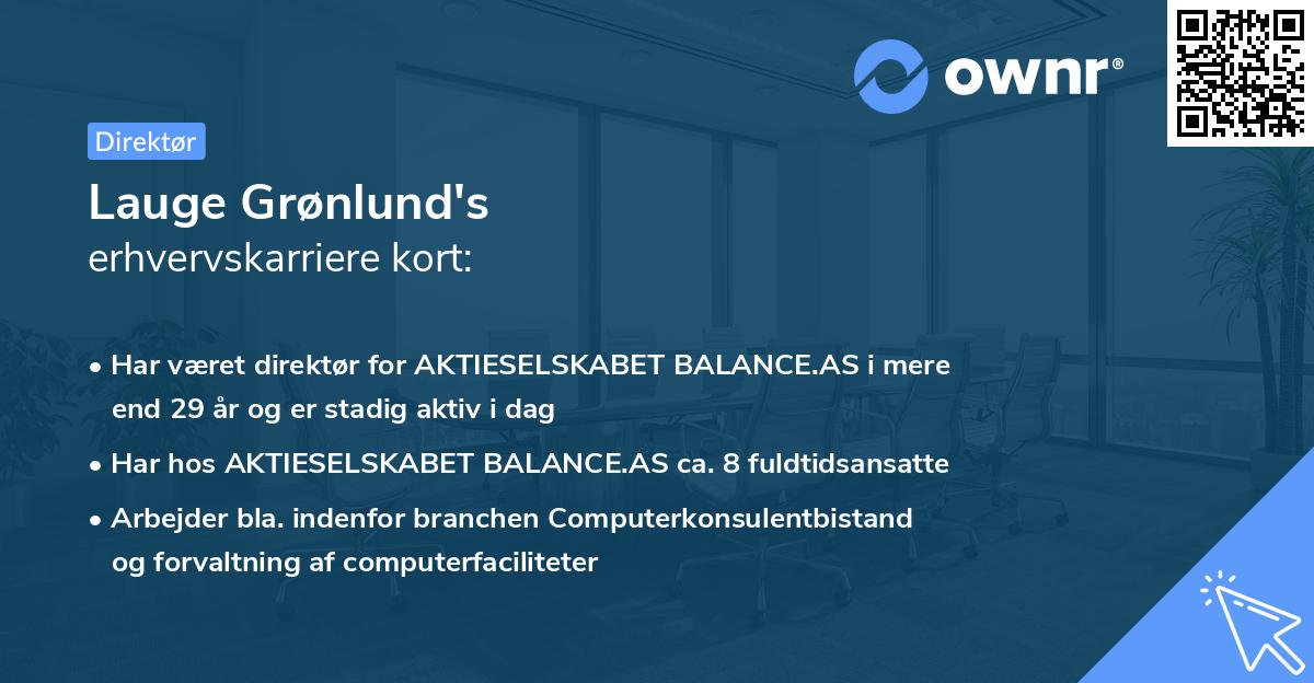 Lauge Grønlund's erhvervskarriere kort