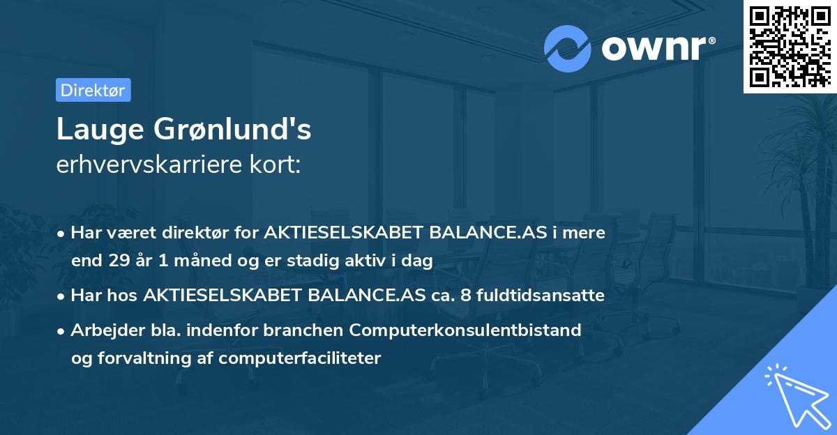 Lauge Grønlund's erhvervskarriere kort