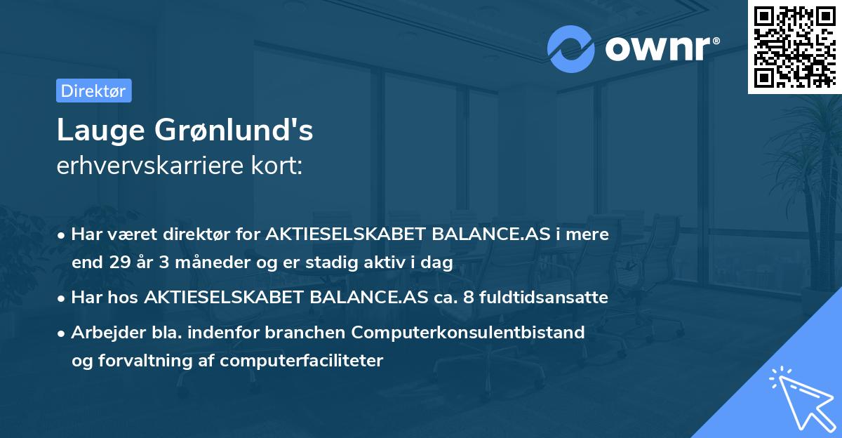 Lauge Grønlund's erhvervskarriere kort