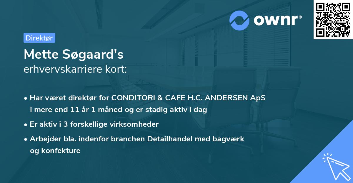 Mette Søgaard's erhvervskarriere kort