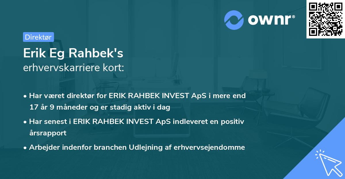 Erik Eg Rahbek's erhvervskarriere kort