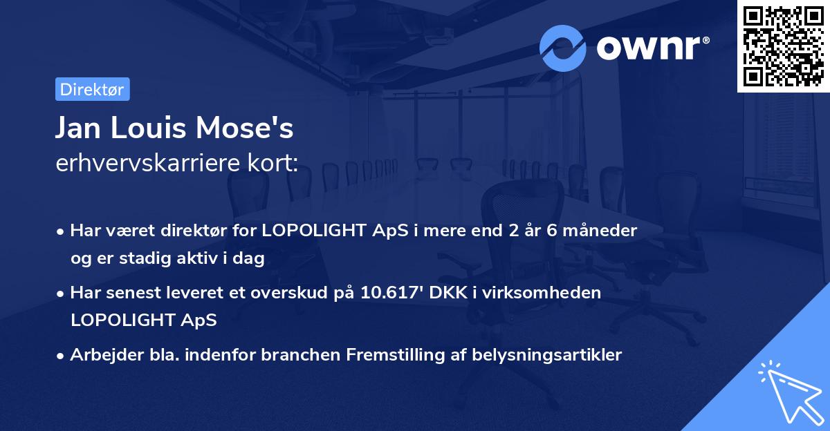 Jan Louis Mose's erhvervskarriere kort