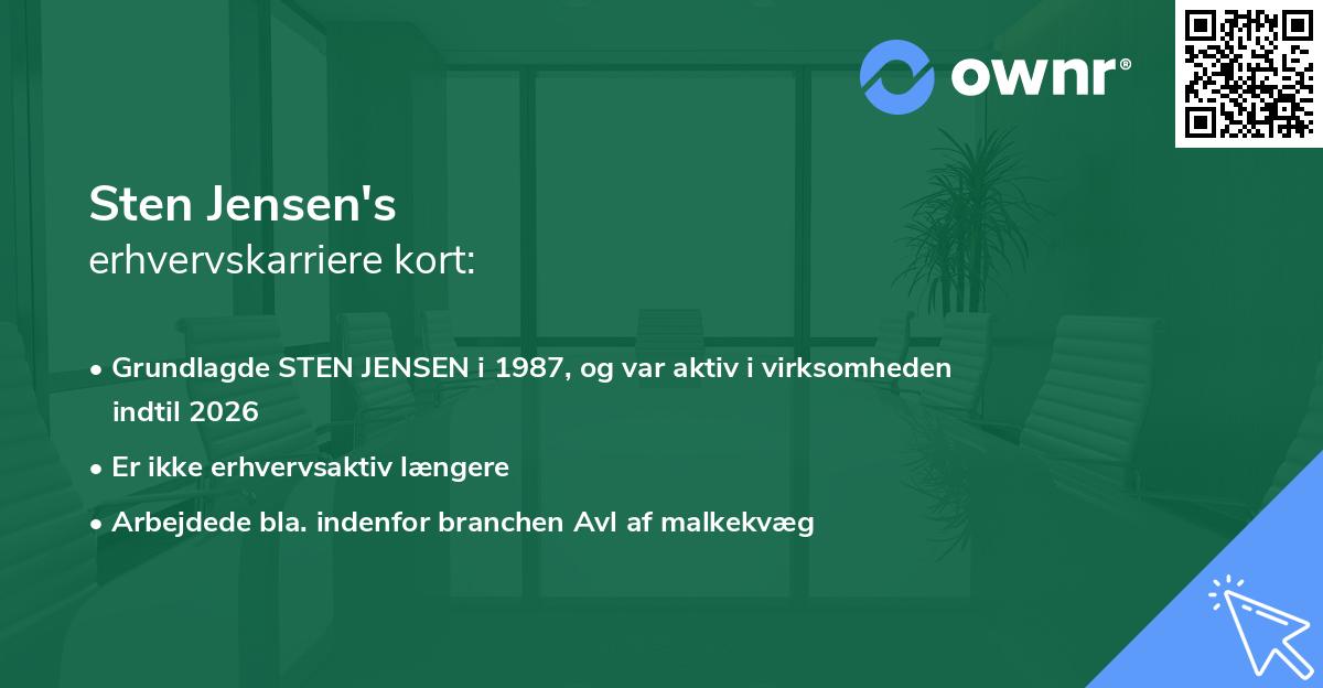 Sten Jensen's erhvervskarriere kort