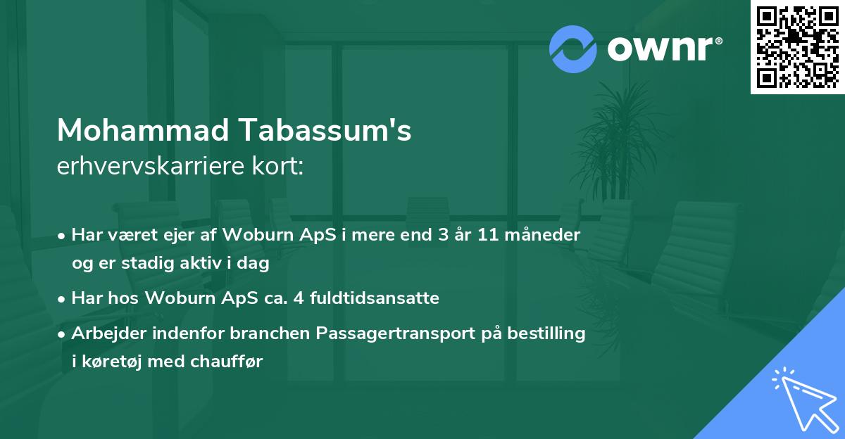 Mohammad Tabassum's erhvervskarriere kort