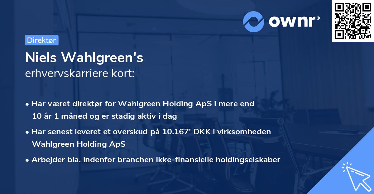 Niels Wahlgreen's erhvervskarriere kort