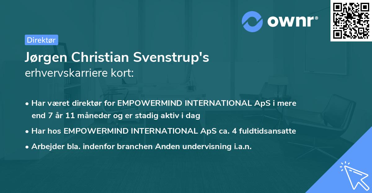 Jørgen Christian Svenstrup's erhvervskarriere kort