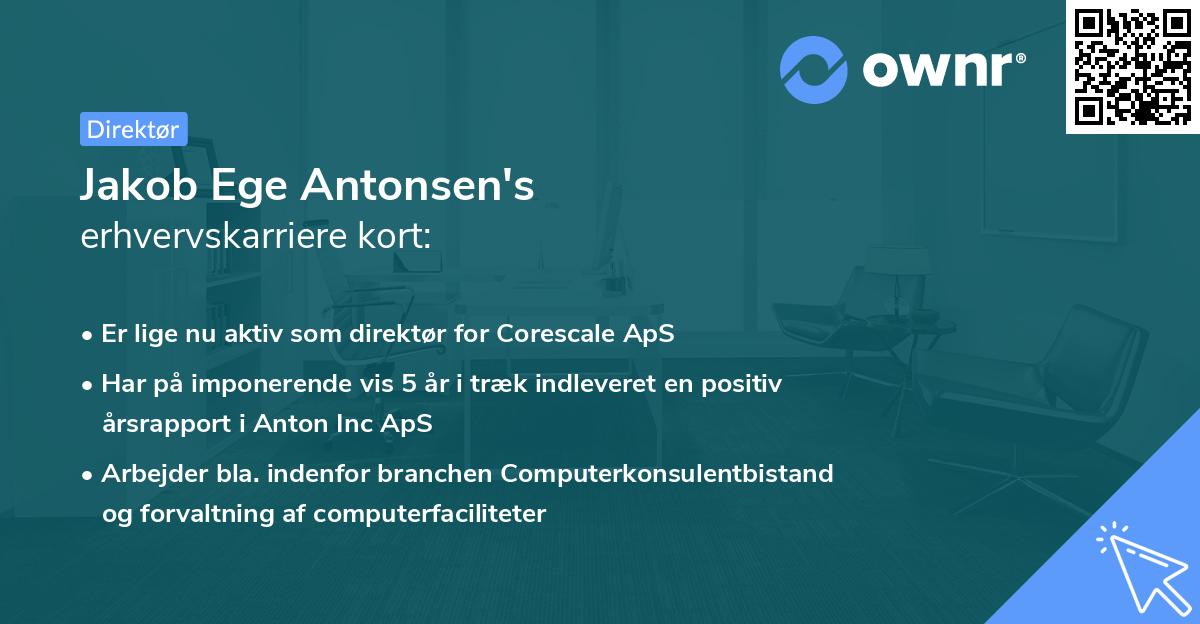 Jakob Ege Antonsen's erhvervskarriere kort