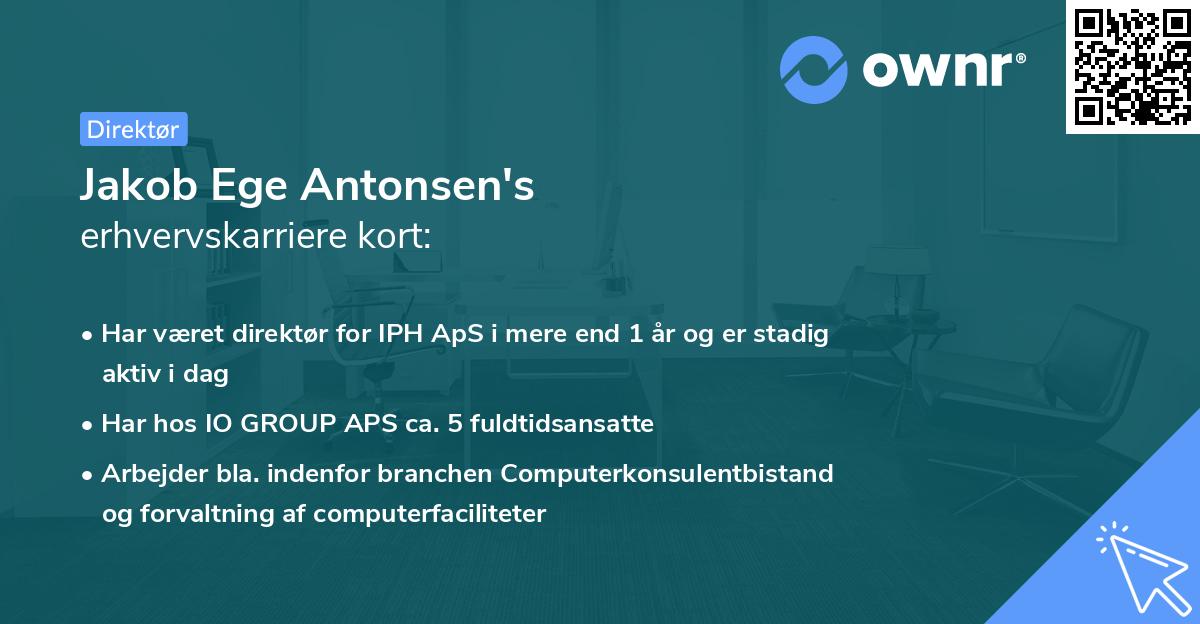Jakob Ege Antonsen's erhvervskarriere kort