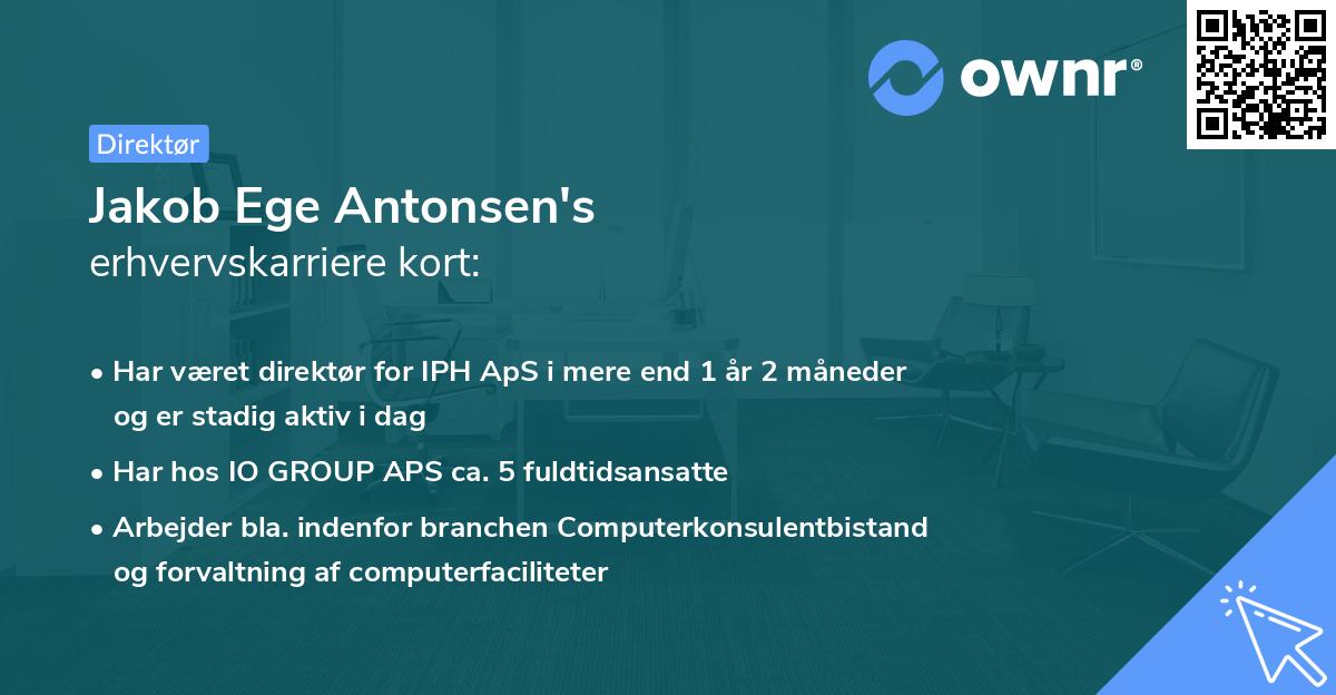 Jakob Ege Antonsen's erhvervskarriere kort