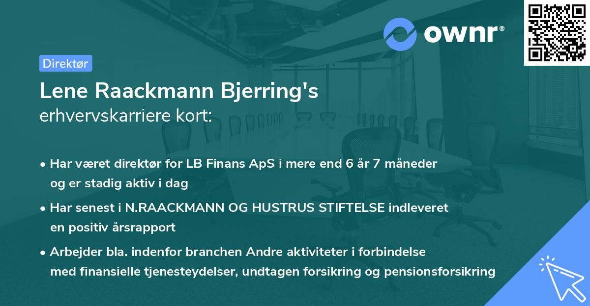 Lene Raackmann Bjerring's erhvervskarriere kort