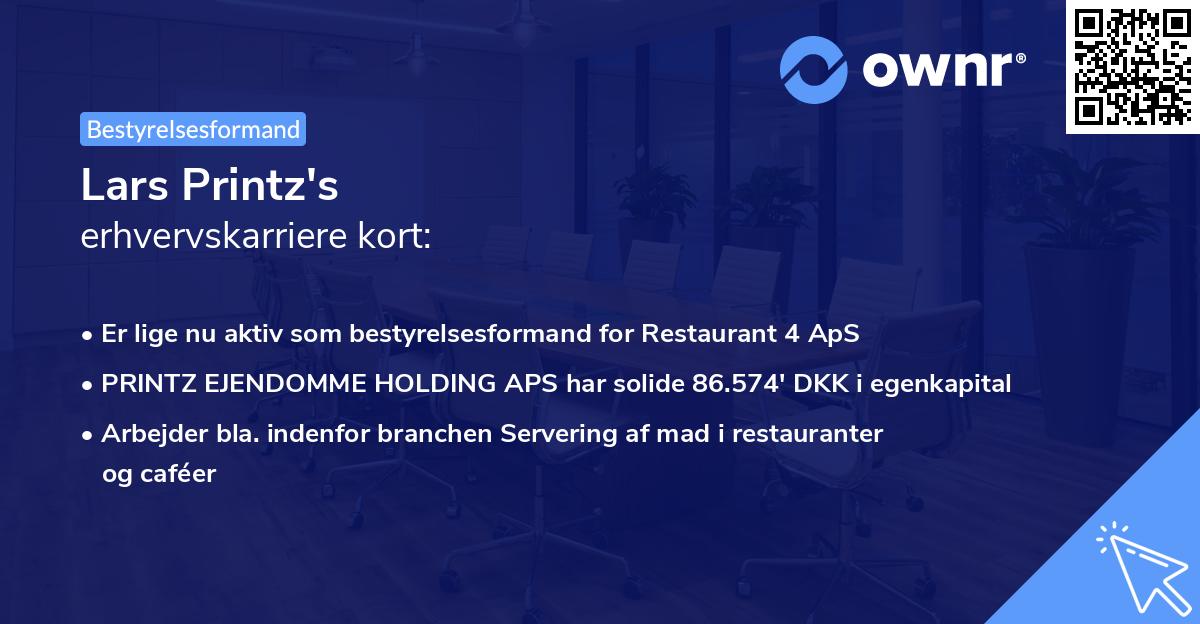 Lars Printz's erhvervskarriere kort