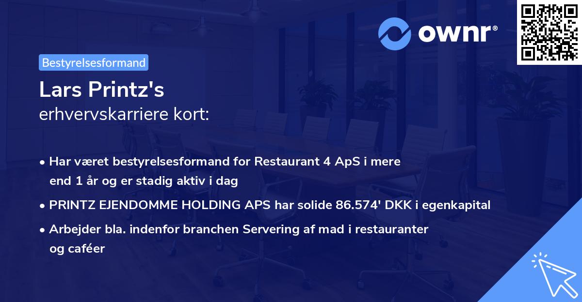 Lars Printz's erhvervskarriere kort
