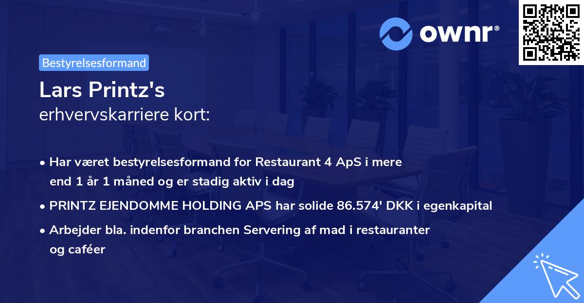 Lars Printz's erhvervskarriere kort