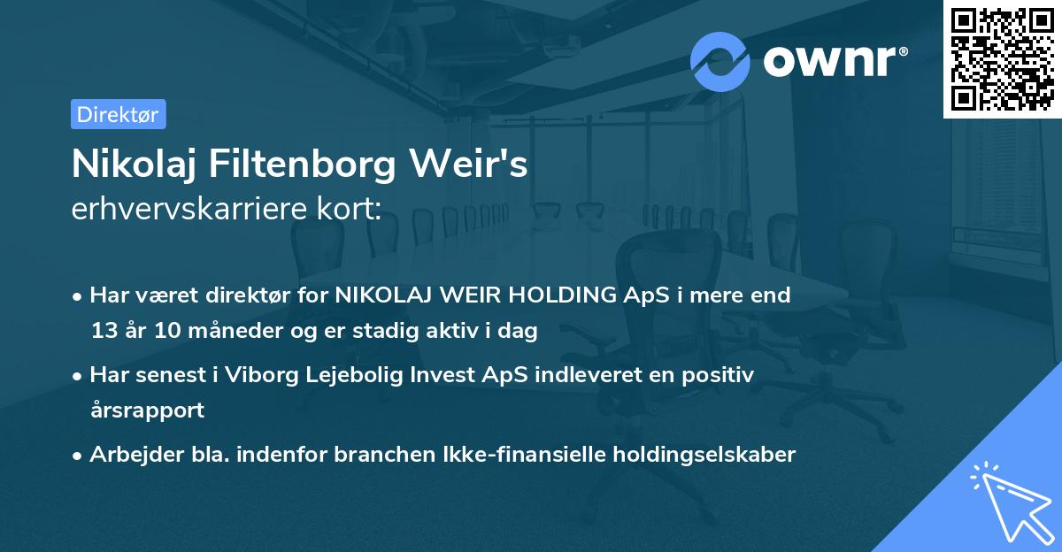 Nikolaj Filtenborg Weir's erhvervskarriere kort