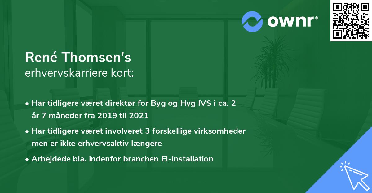 René Thomsen's erhvervskarriere kort