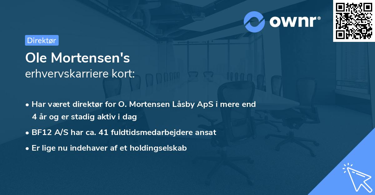 Ole Mortensen's erhvervskarriere kort