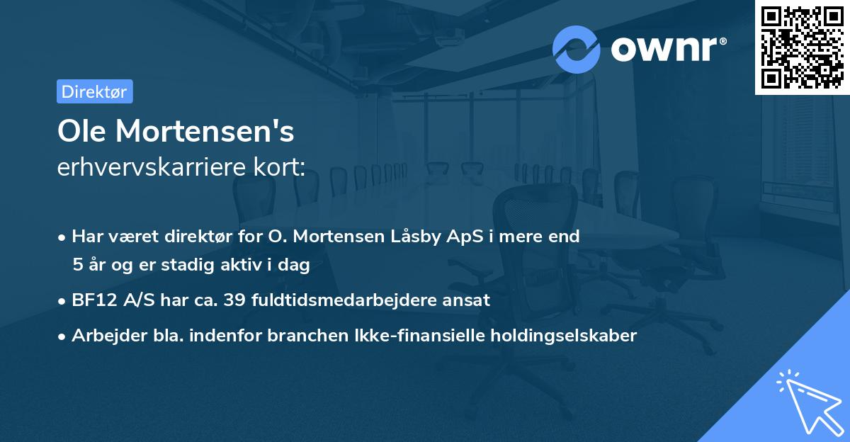 Ole Mortensen's erhvervskarriere kort