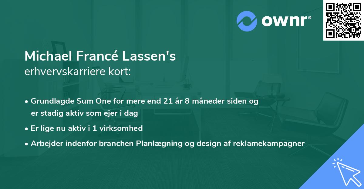 Michael Francé Lassen's erhvervskarriere kort