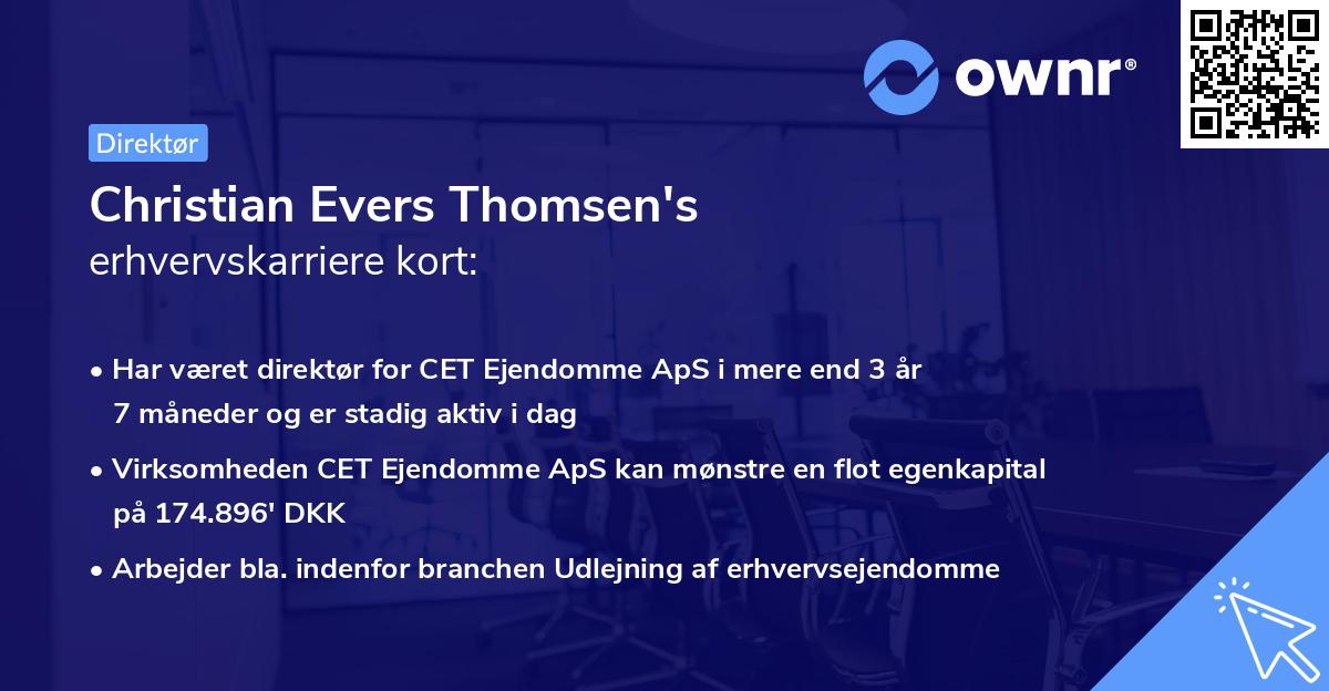 Christian Evers Thomsen's erhvervskarriere kort