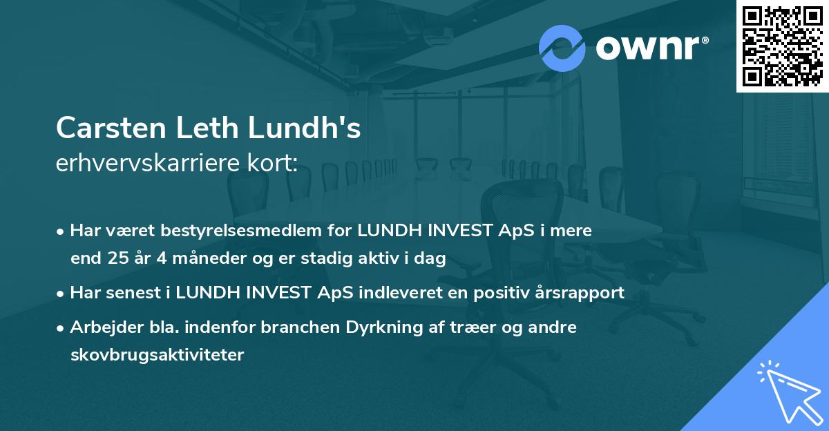 Carsten Leth Lundh's erhvervskarriere kort