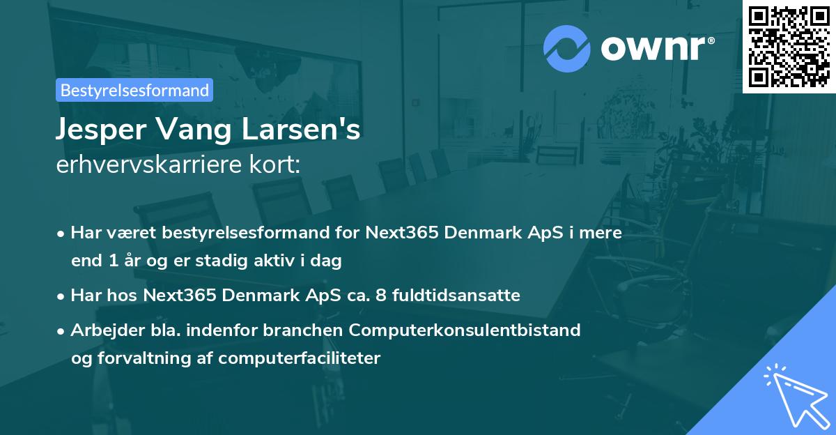 Jesper Vang Larsen's erhvervskarriere kort